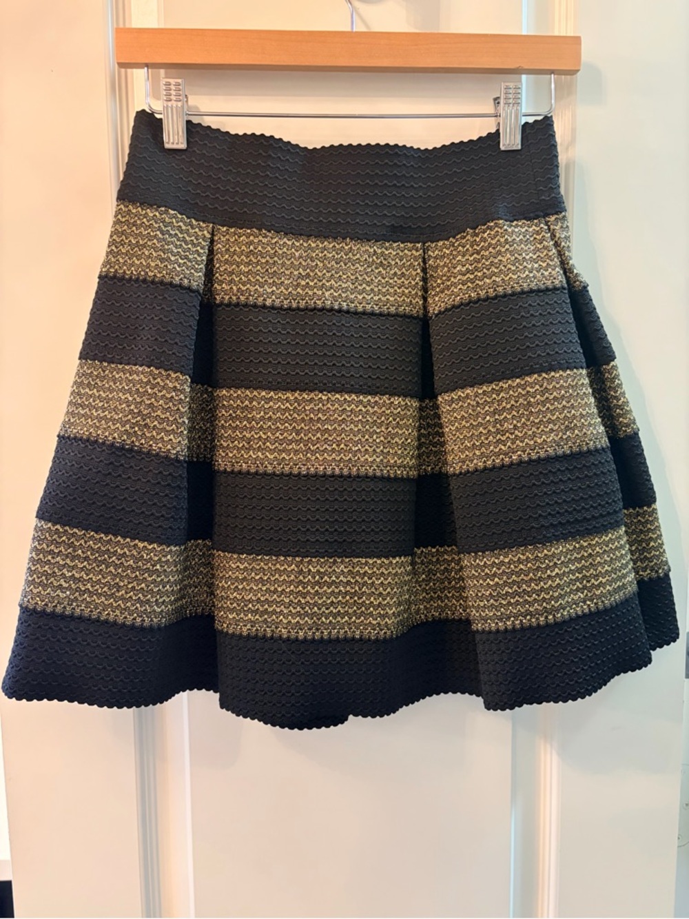 Xhilaration Black and Gold Textured Striped Skirt